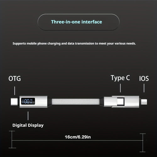 3 in 1 Magnetic LED display Keychain Cable