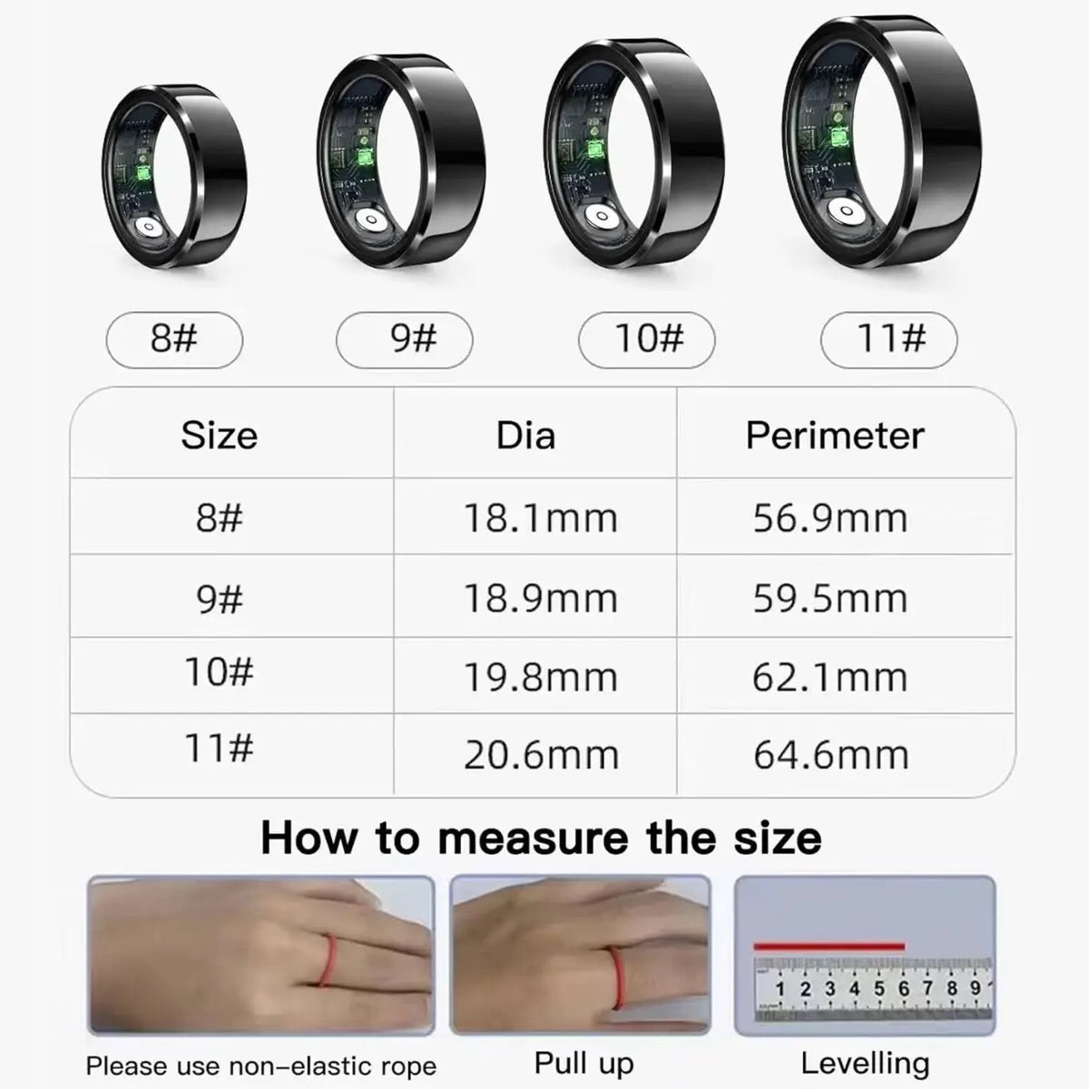 IP68 Waterproof Health Monitor Smart Ring