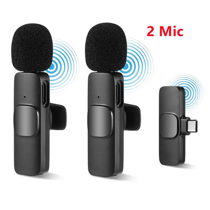 K9 Dual Microphone Mic Plug &amp; Play USB Type C &amp; IOS Wireless Lavalier Microphone Auto Sync Noise Reduction NO APP or Bluetooth Needed- Dual Mic